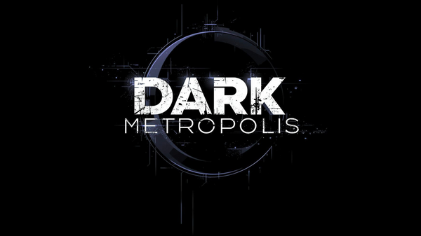 Logo of 'Dark Metropolis' on a black background